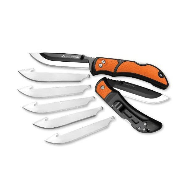 Outdoor Edge Folding Knife, 3-1/2 in L Blade, Stainless Steel Blade, 6-Blade, Orange Handle