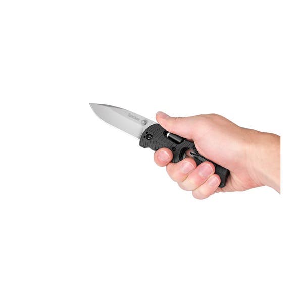Kershaw Select Fire Series Pocket Knife, 3.4 in L Blade, Steel Blade, Black Handle