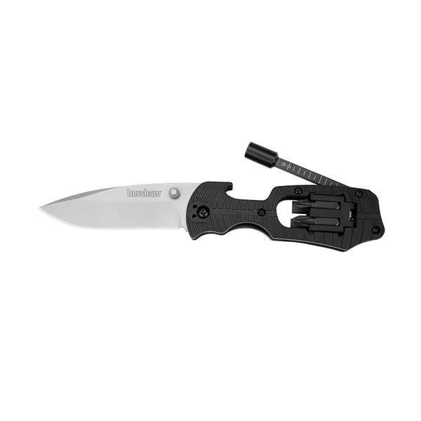 Kershaw Select Fire Series Pocket Knife, 3.4 in L Blade, Steel Blade, Black Handle