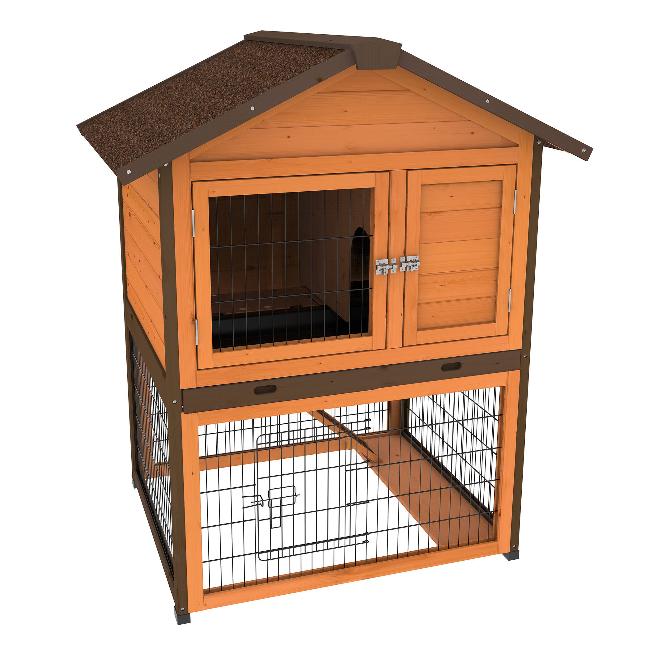 Ware Level Two Premium Bunny Barn, 37-1/2 in W, 31-1/2 in D, 47 in H, M, Wood, Powder-Coated, Natural