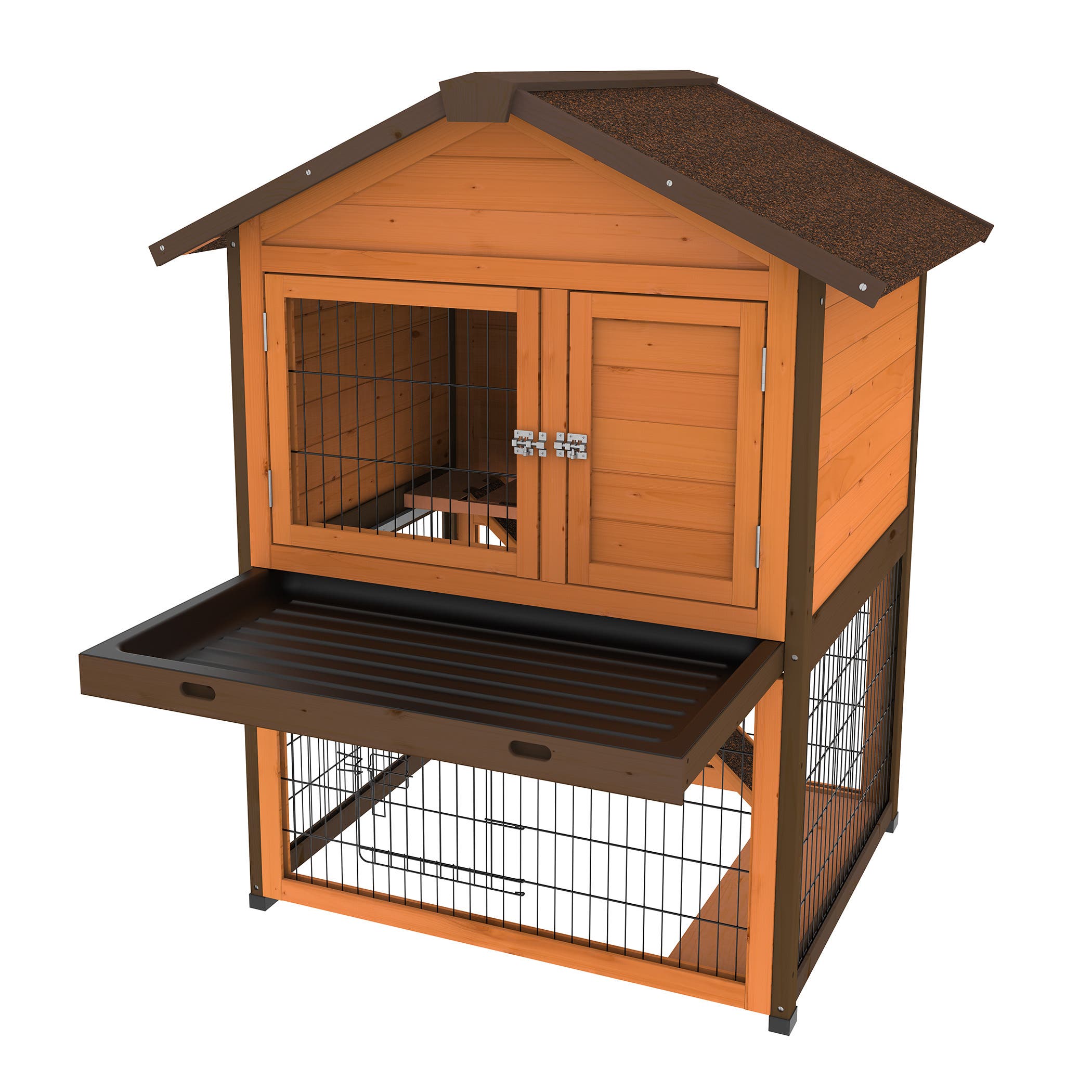 Ware Level Two Premium Bunny Barn, 37-1/2 in W, 31-1/2 in D, 47 in H, M, Wood, Powder-Coated, Natural