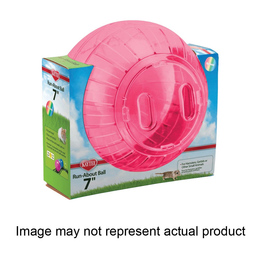 Kaytee 100079347 Run-About Ball, Gerbils, Hamsters, 7 in, Plastic, 12/PK, Assorted