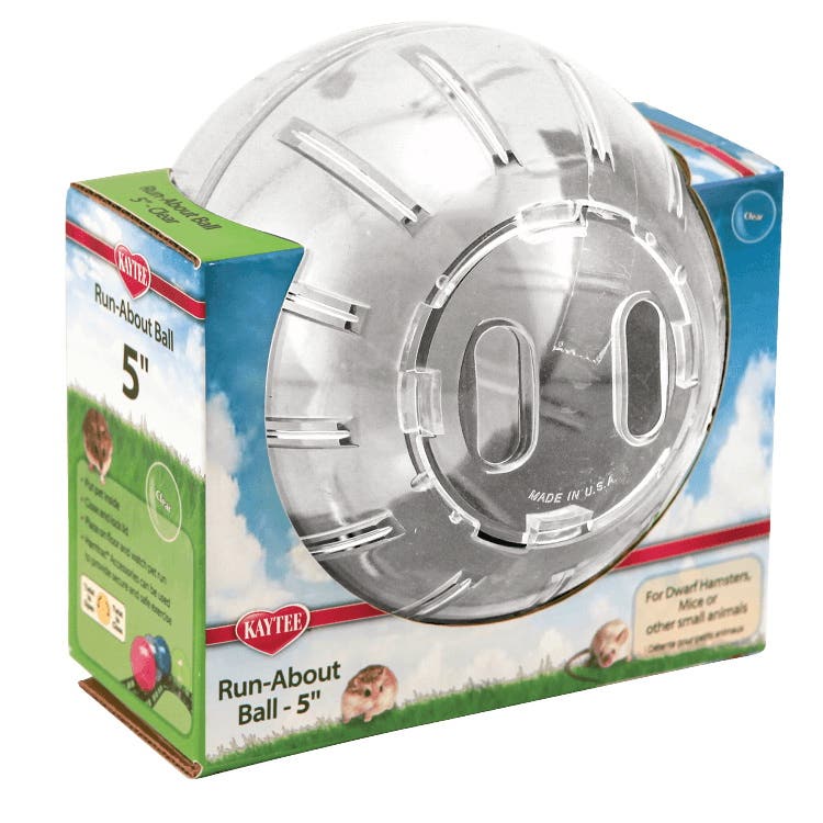 Kaytee 100079348 Run-About Ball, Dwarf Hamsters, Mice, 5 oz, Plastic, Clear