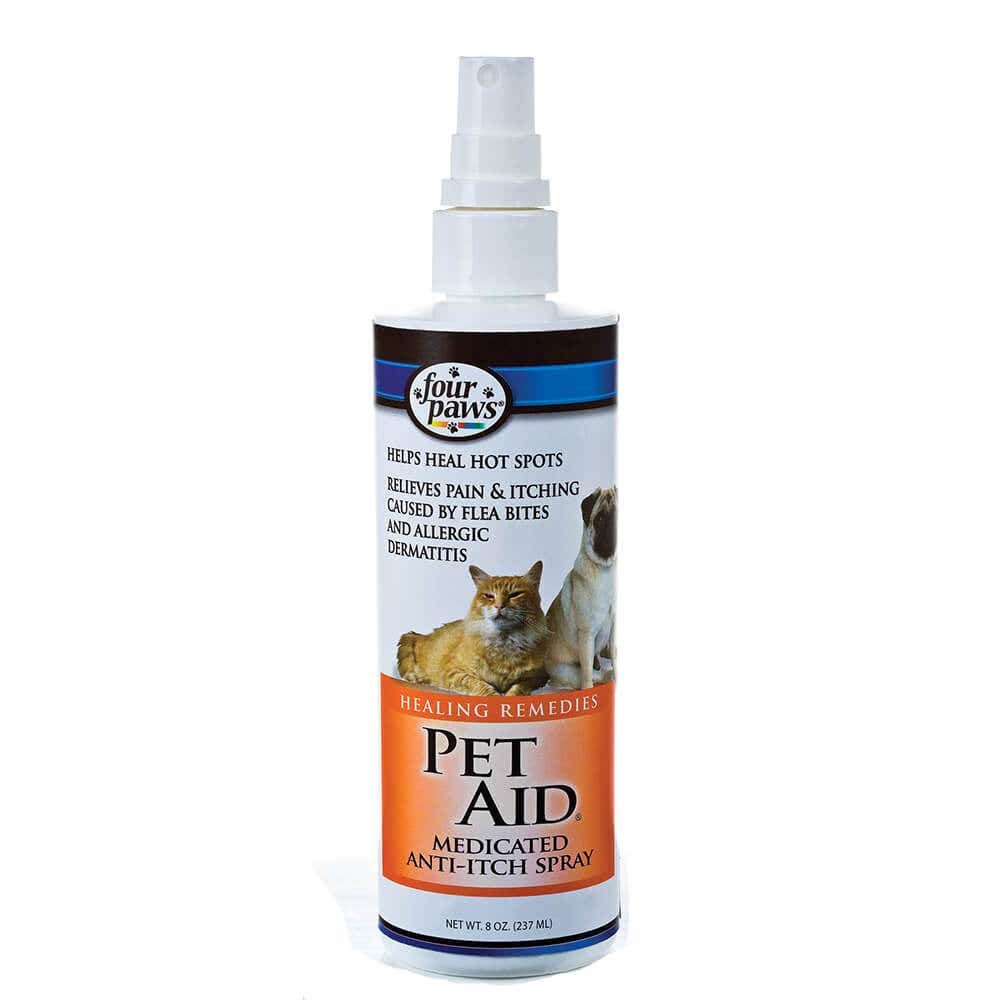 Four Paws Pet Aid 100527106 100202115 Medicated Anti-Itch Spray, 8 oz Bottle