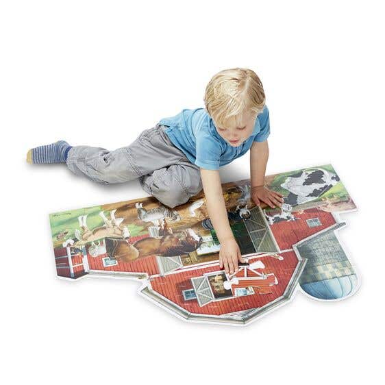 Melissa & Doug Busy Barn Yard Shaped Floor Puzzle