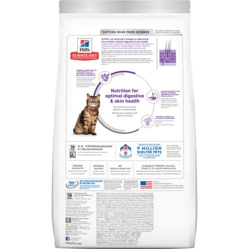 Science Diet 8878 Cat Food, Dry, Chicken/Rice Flavor, 15.5 lb Pouch