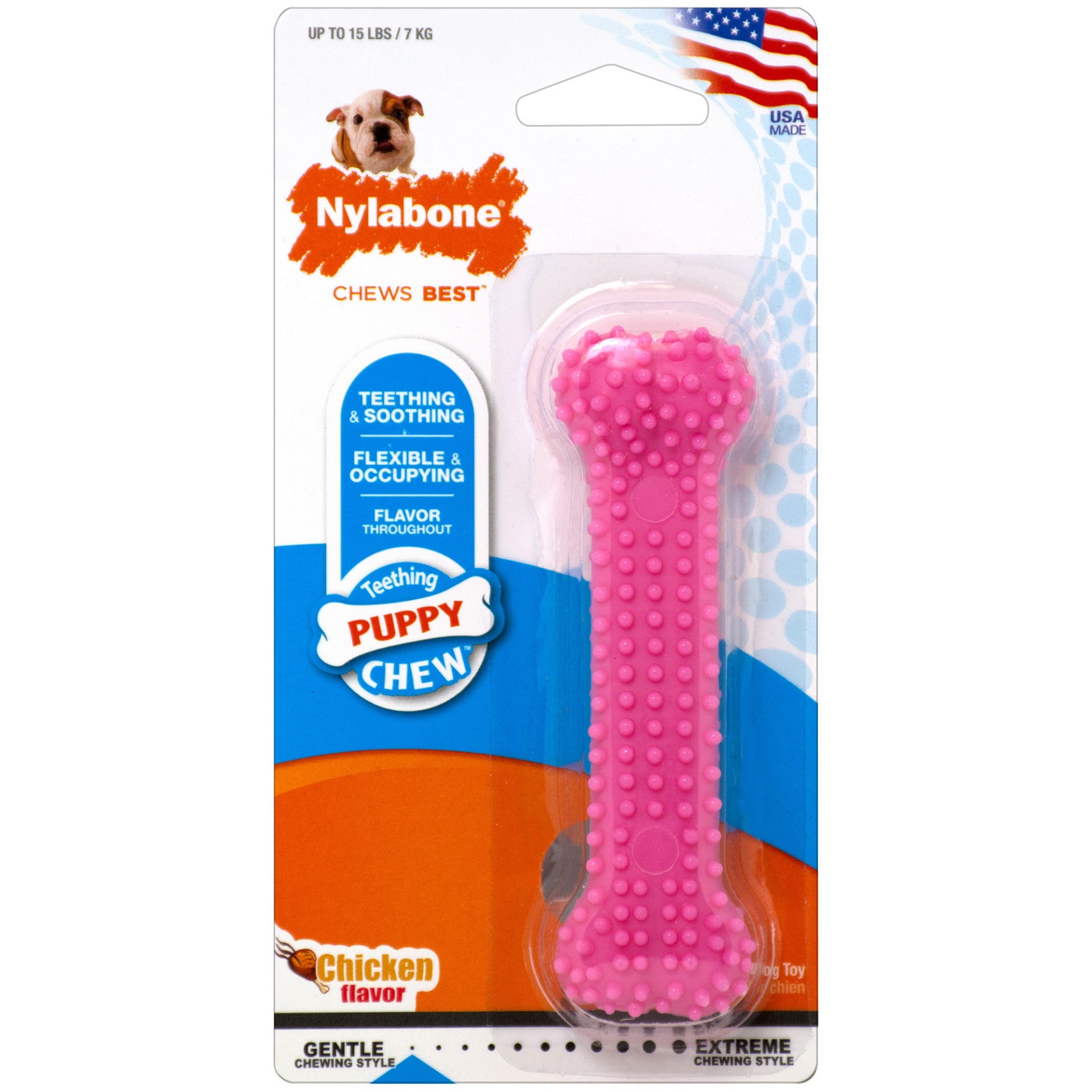 Nylabone NPP901P Puppy Dental Chew, P, Chicken Flavor, Nylon Pack