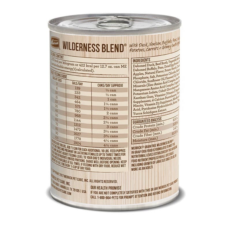 Merrick Grain Free 295832 Dog Food, Wilderness Blend, XS, 12.7 oz Can