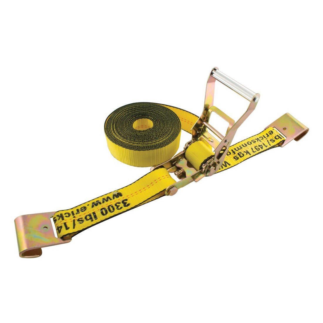Erickson 78527 Strap, 2 in W, 27 ft L, Yellow, 3300 lb Working Load, Flat Hook End