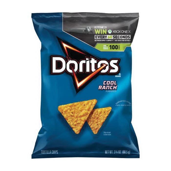 Doritos Tortilla Chips, Cool Ranch Flavor, 3.125 oz Bag
