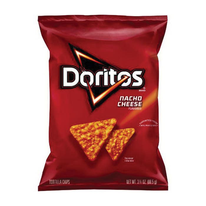 Doritos Tortilla Chips, Nacho Cheese Flavor, 3.125 oz Bag