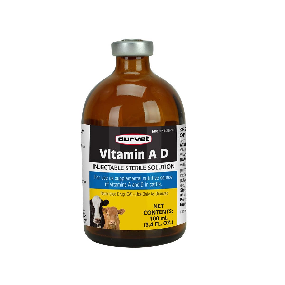 Durvet QPE29 Vitamin A-D Injection, Liquid, Yellow Orange, 100 mL