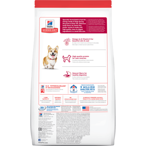 Science Diet 8557 Dog Food, Adult Breed, Dry, Brown Rice, Lamb Flavor, 15.5 lb