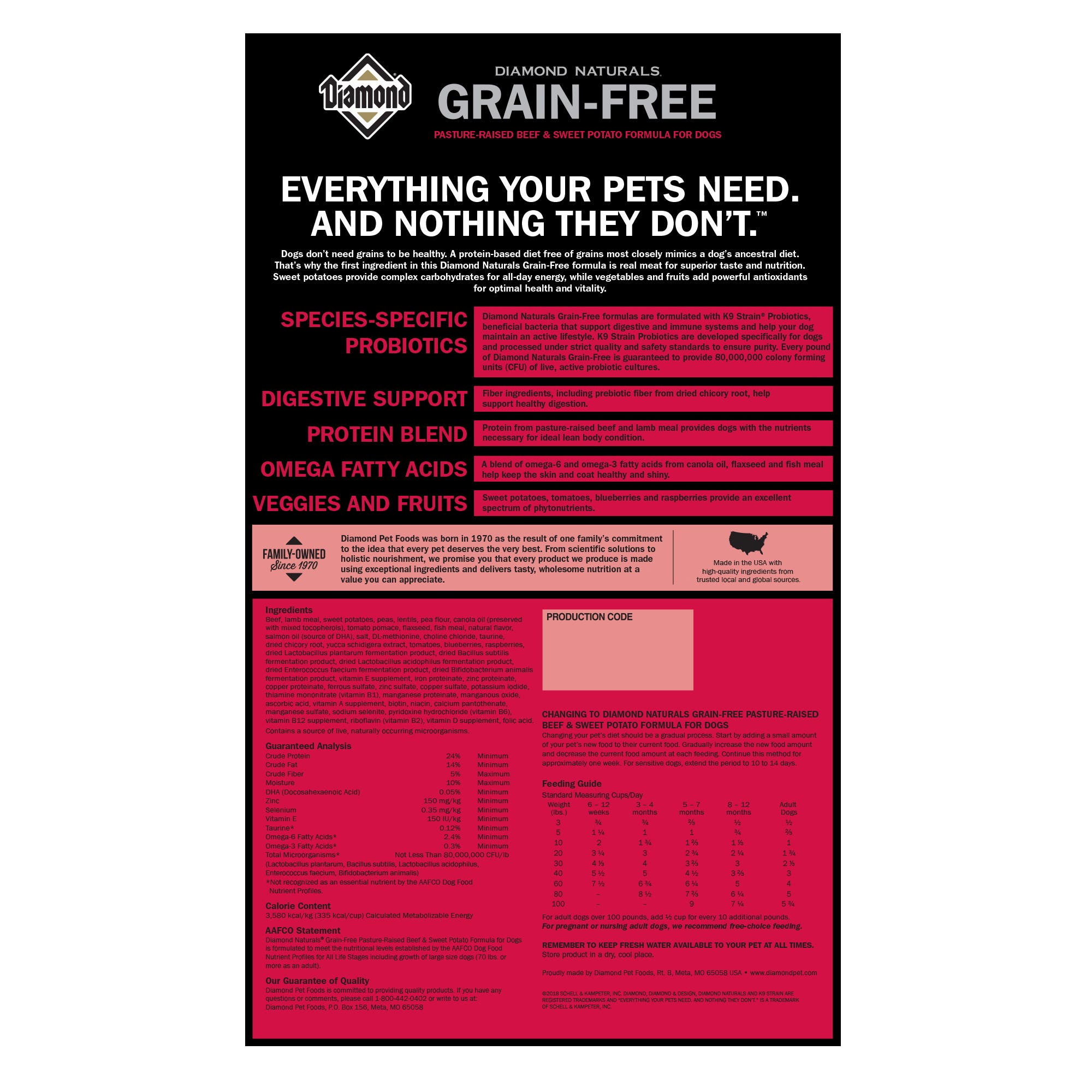Diamond Naturals Grain-Free Beef & Sweet Potato Dry Dog Food, 5 lb