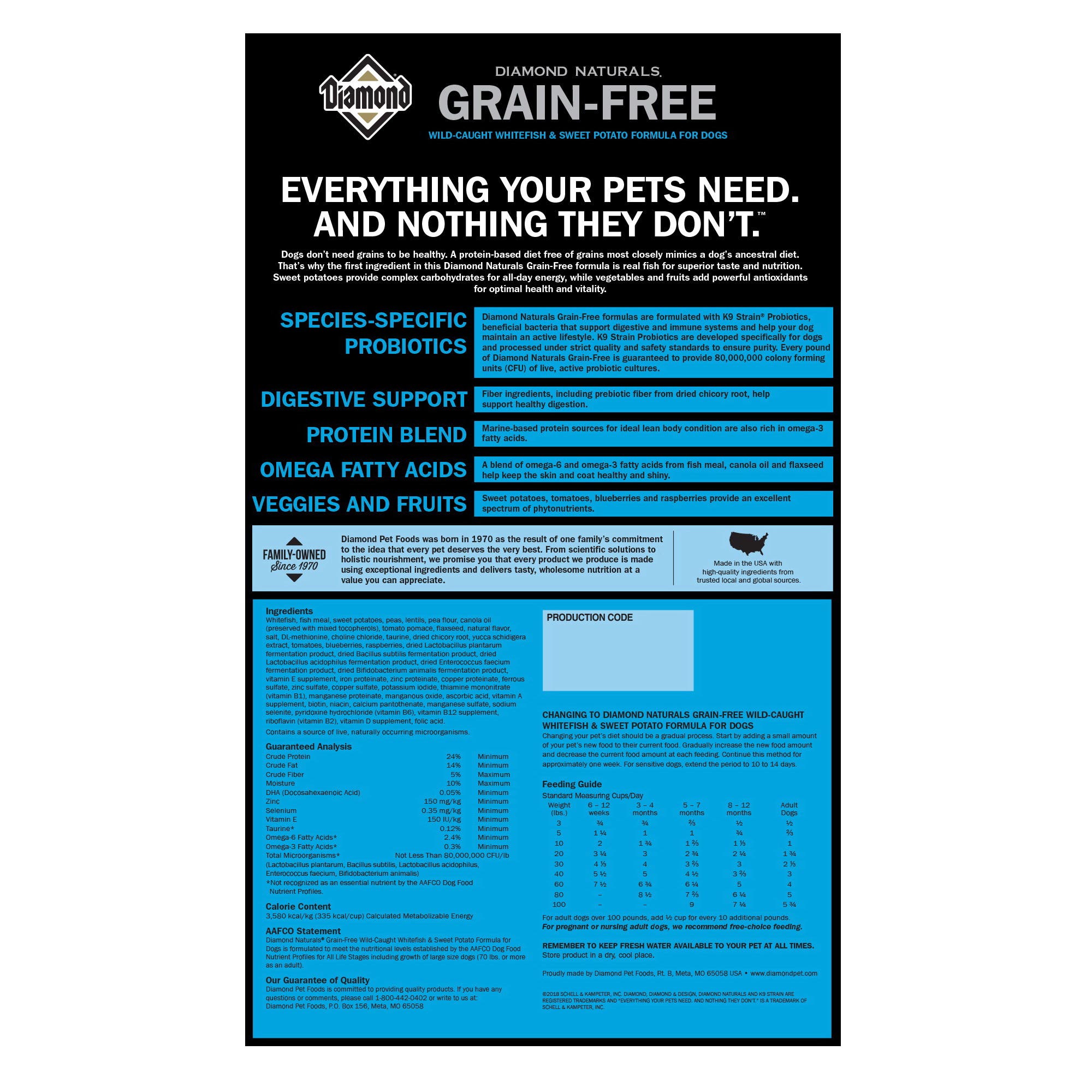 Diamond Naturals Grain-Free Whitefish & Sweet Potato Dry Dog Food, 5 lb