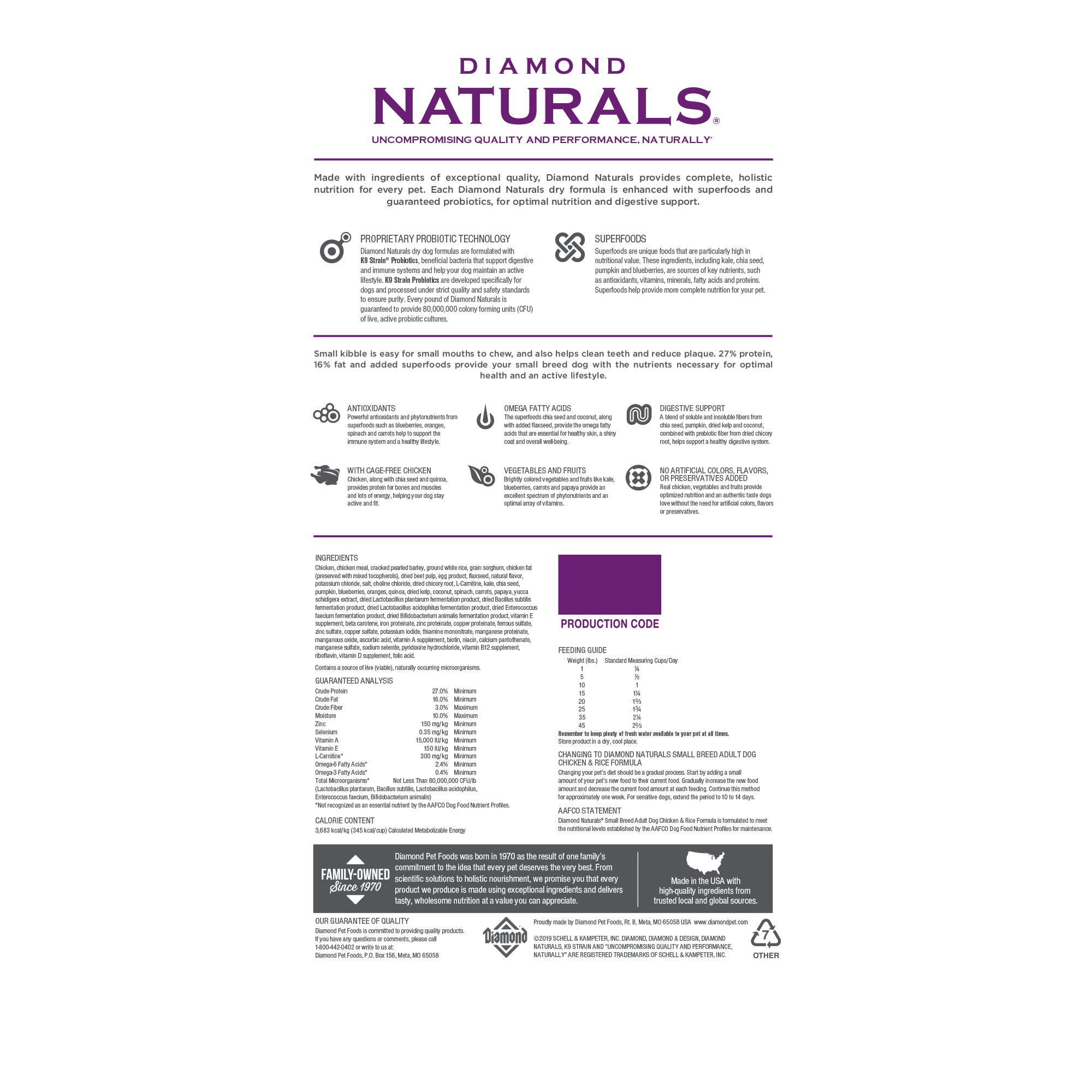 Diamond Naturals Small Breed Adult Dog Chicken Meal & Rice Dry Food, 6 lb