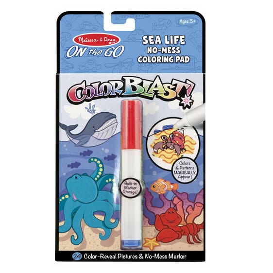 Melissa & Doug ColorBlast No Mess Coloring Pad, 10 in L, 6 in W, 24-Sheet