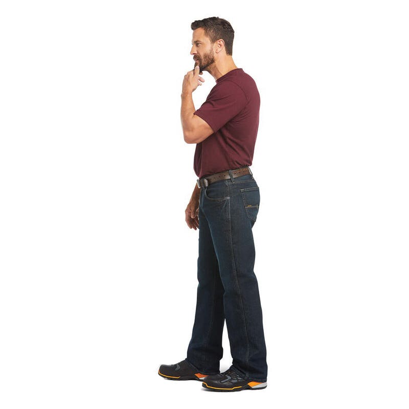 Ariat Rebar M5 Series Jeans, 34 in, 34 in L, Blackstone, Slim, Straight, Stretchable