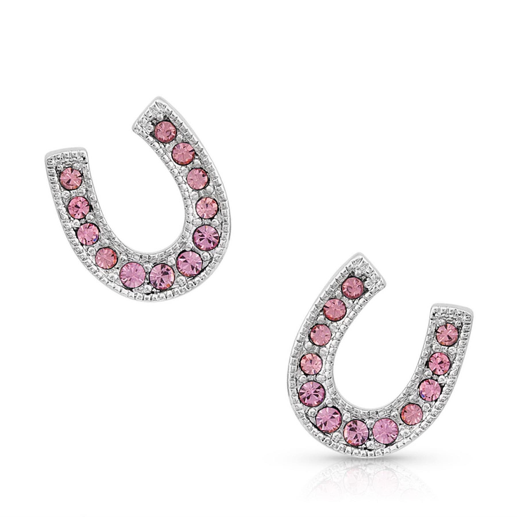 Montana Silversmiths Pink Ice Stuck on Luck Earrings