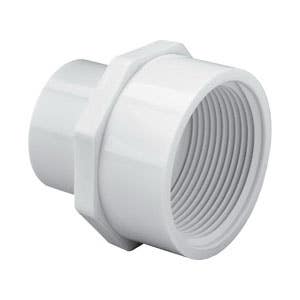 Lasco Pipe Adapter, 3/4 x 1/2 in, Slip x FPT, PVC, White, SCH 40 Schedule