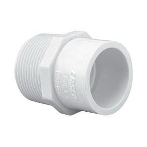 Lasco Reducing Pipe Adapter, 1/2 x 3/4 in, MPT x Slip, PVC, White, SCH 40 Schedule