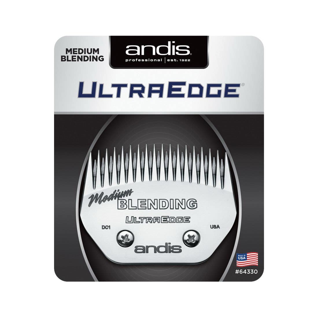 Andis UltraEdge Detachable Blade, Medium, Carbon Steel, Chrome Clamshell