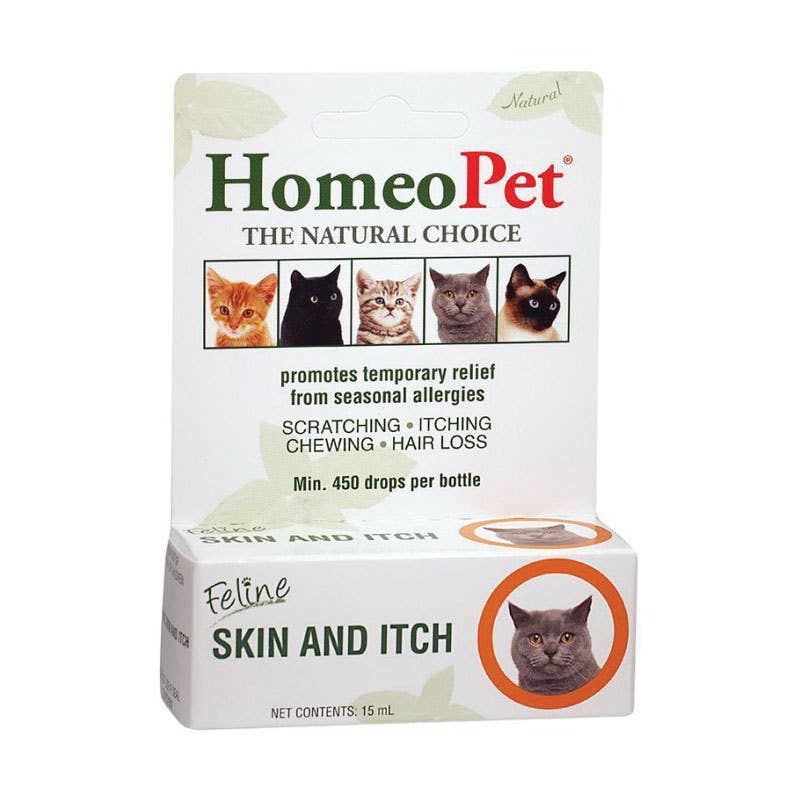 HomeoPet Feline 04722 Skin and Itch Relief, Liquid, 15 mL Bottle