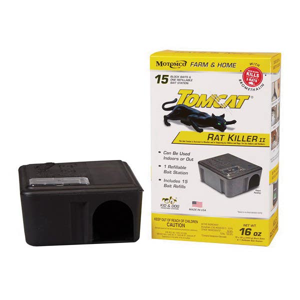Tomcat Rat Killer II Refillable Bait Station, 6.3 in L, 3.4 in W, 9-3/4 in H
