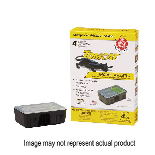 Tomcat Mouse Killer II Disposable Bait Station, 1-1/2 in L, 3-3/4 in W, 5-1/2 in H