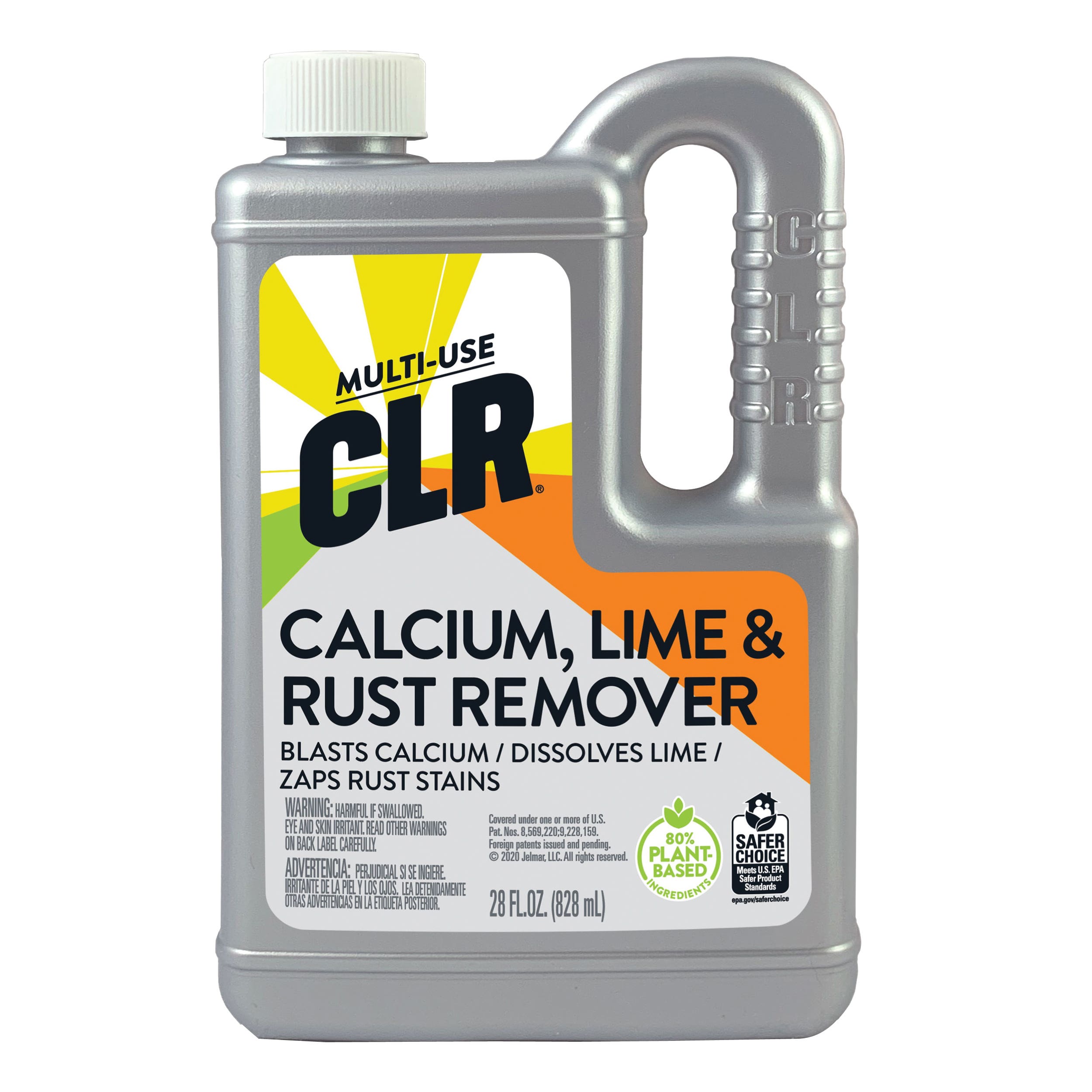 CLR Calcium/Lime/Rust Cleaner, 28 oz, Liquid, Slightly Acidic, Lime Green