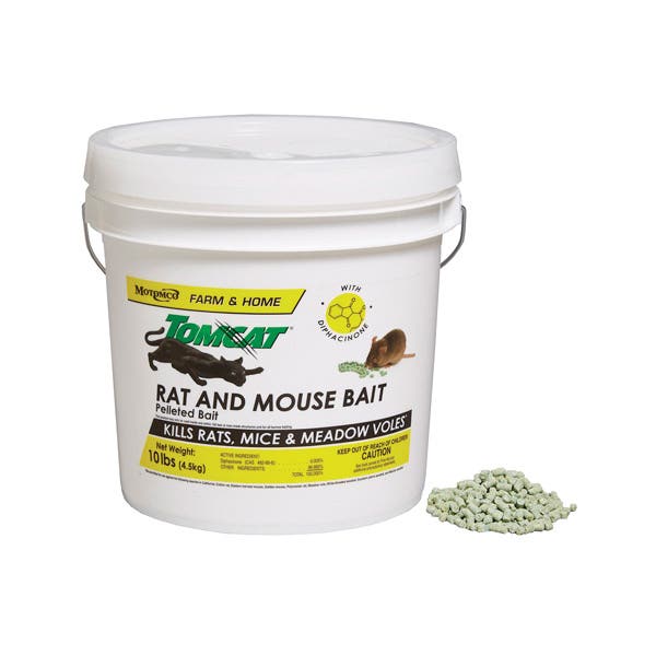 Tomcat Rat and Mouse Bait, Pellet, 10 lb, Pail