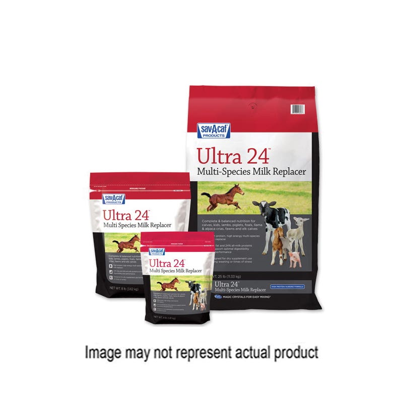 Sav-A-Caf Ultra 24 01-7428-0215 Milk Replacer, Dry, 4 lb Pouch