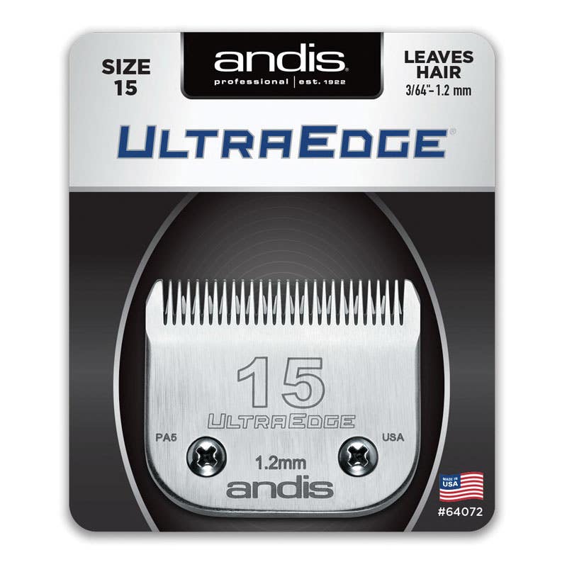 Andis UltraEdge #15 Detachable Blade, Carbon Steel, Chrome Blister