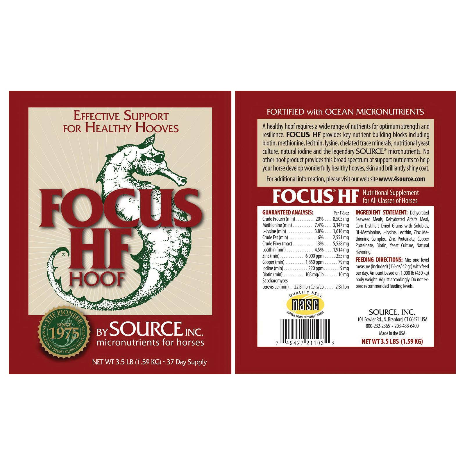 Source FOCUS HF/6 Nutritional Supplement, Pellet, 3.5 lb