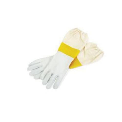Little Giant GLVMD Gloves with Sleeve, M, 20 in L, Elastic Cuff, Cotton/Goatskin, White/Yellow