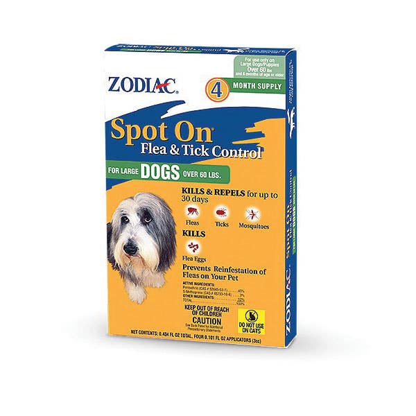 Zodiac Spot On 100504782 Flea and Tick Controller, Citrus, Amber, Liquid, Pack, 4/PK