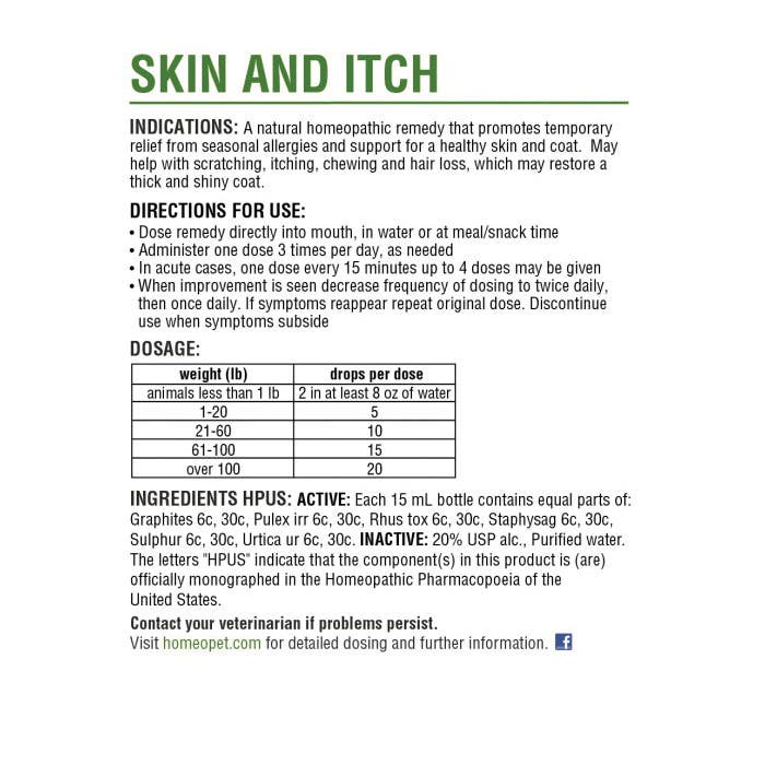 HomeoPet 14712 Skin and Itch Relief, Liquid, 15 mL Bottle