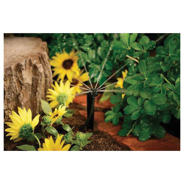 Orbit Multi-Stream Dripper on Stake, Adjustable, Full Circle, 1 to 16 gph gph, Black