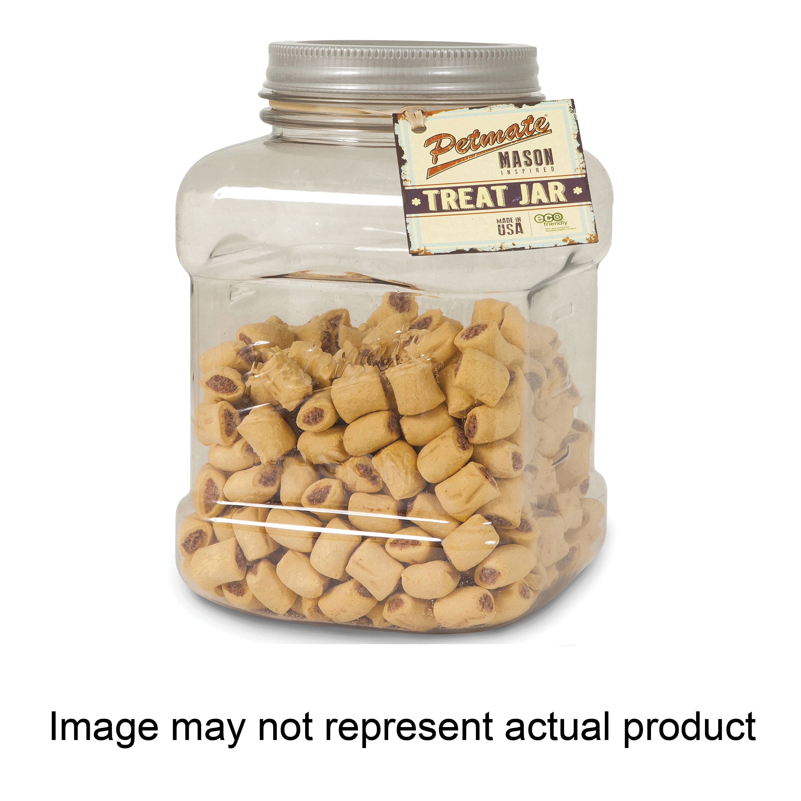 Petmate 24693 Pet Treat Jar, 150 oz, One-Size, PETE, Silver, 6 in L, 6 in W, 9.7 in H
