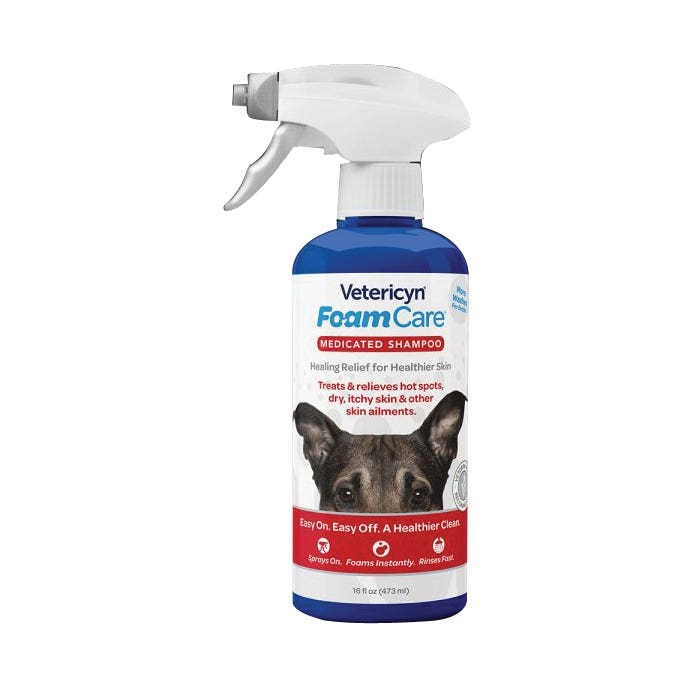 Vetericyn FoamCare Medicated Pet Shampoo, Liquid, Light Straw, Mild Surfactant, 16 oz