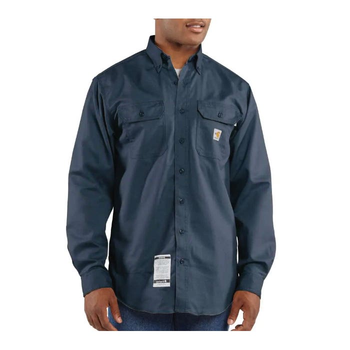 Carhartt FRS160-DNYREGMA Twill Shirt, M, Regular, Cotton/Nylon, Dark Navy, Button-Down Collar, Long Sleeve, Original Fit