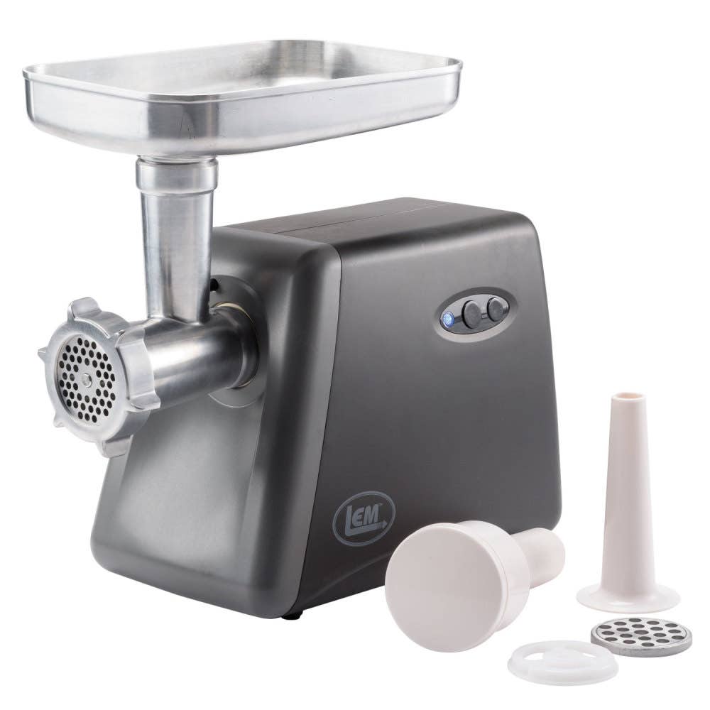 LEM Countertop Meat Grinder, 3 lb Grind, 575 W, 2-Speed, Aluminum/Plastic, Black
