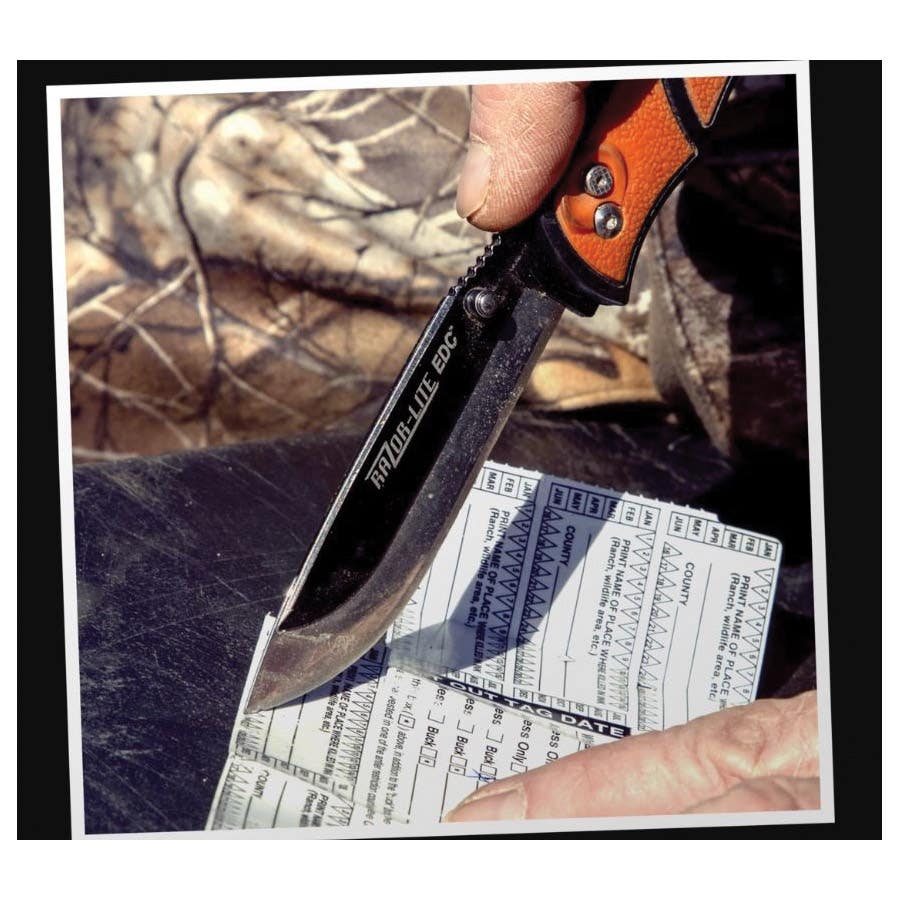 Outdoor Edge Razor-Lite Series Knife, 3-1/2 in L Blade, Stainless Steel Blade, Thermoplastic Rubber Handle