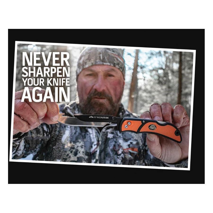 Outdoor Edge Razor-Lite Series Knife, 3-1/2 in L Blade, Stainless Steel Blade, Thermoplastic Rubber Handle