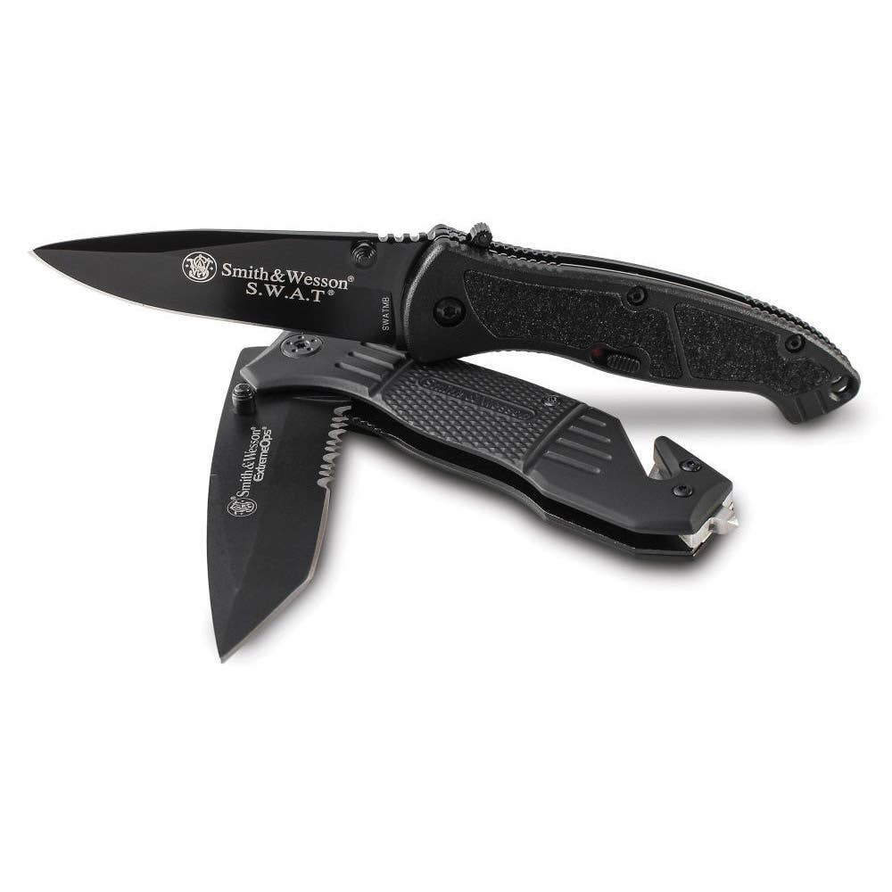 Smith & Wesson SWFR2SCP Folding Knife, 3.3 in L Blade, High Carbon Stainless Steel Blade, Aluminum Handle, 8 in OAL