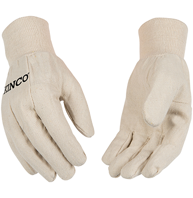 Kinco 808-S Clute-Cut Work Gloves, Men's, S, Wing Thumb, Knit Wrist Cuff, Canvas, White