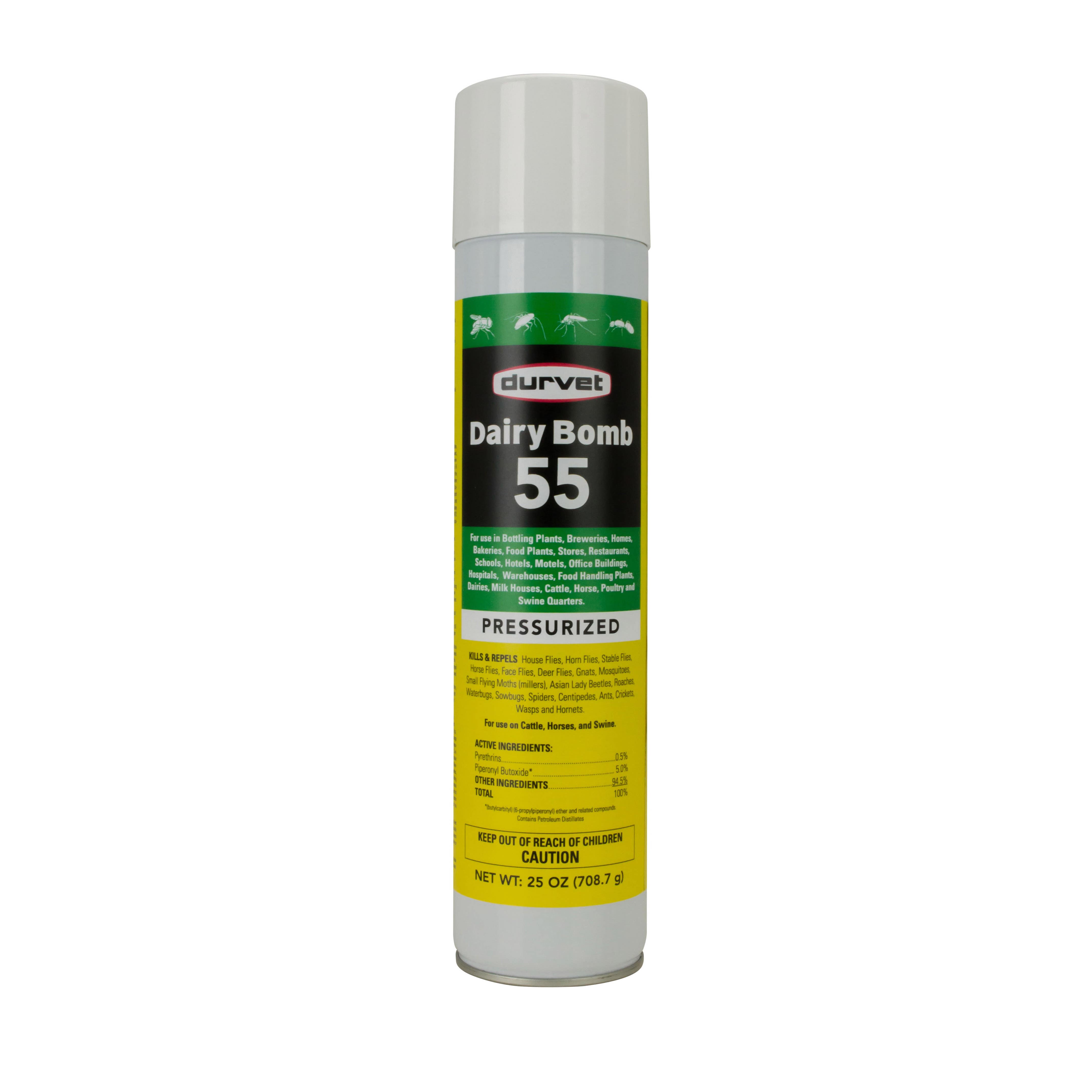 Durvet DUR43 Dairy Bomb 55 Fly Control, Liquid, Yellow, Pyrethroid, 25 oz Aerosol Can