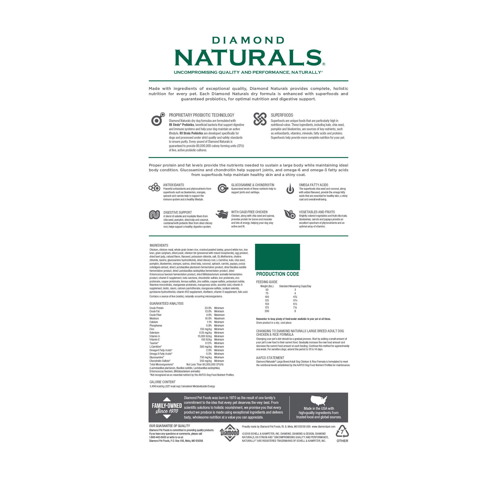 Diamond Naturals Large Breed Chicken Meal & Rice Dry Dog Food, 40 lb