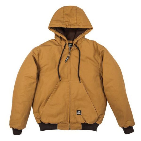 Berne Original Hooded Jacket, 2XL, Cotton Duck, Brown, Zipper Closure, Regular