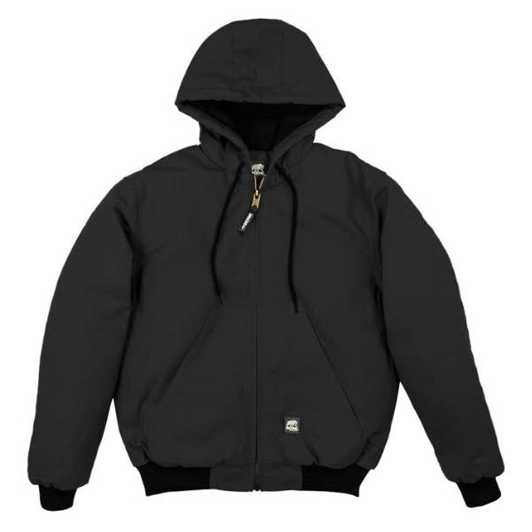 Berne Original Hooded Jacket, 3XL, Cotton Duck, Black, Zipper Closure, Tall